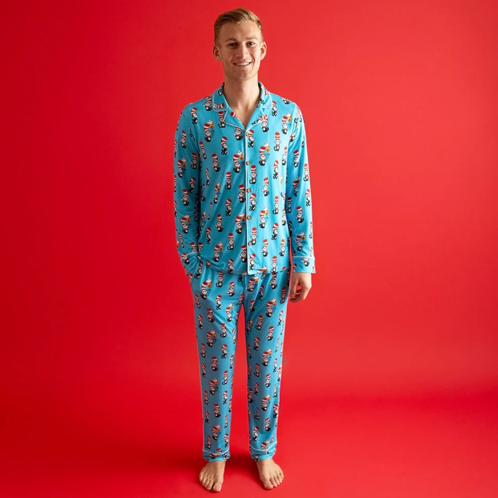 Posh Peanut Turquoise Cat in The Hat  Pajama Set